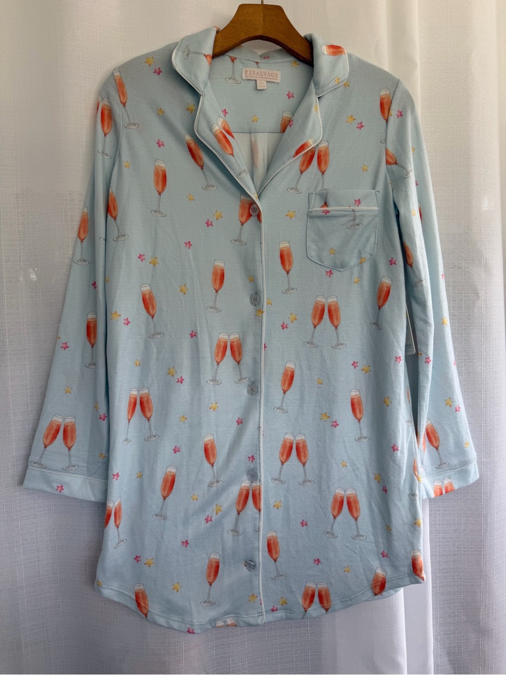 P.J. Salvage Women’s XS Rosé Champagne Nightshirt Powder Blue Pajama NWT
